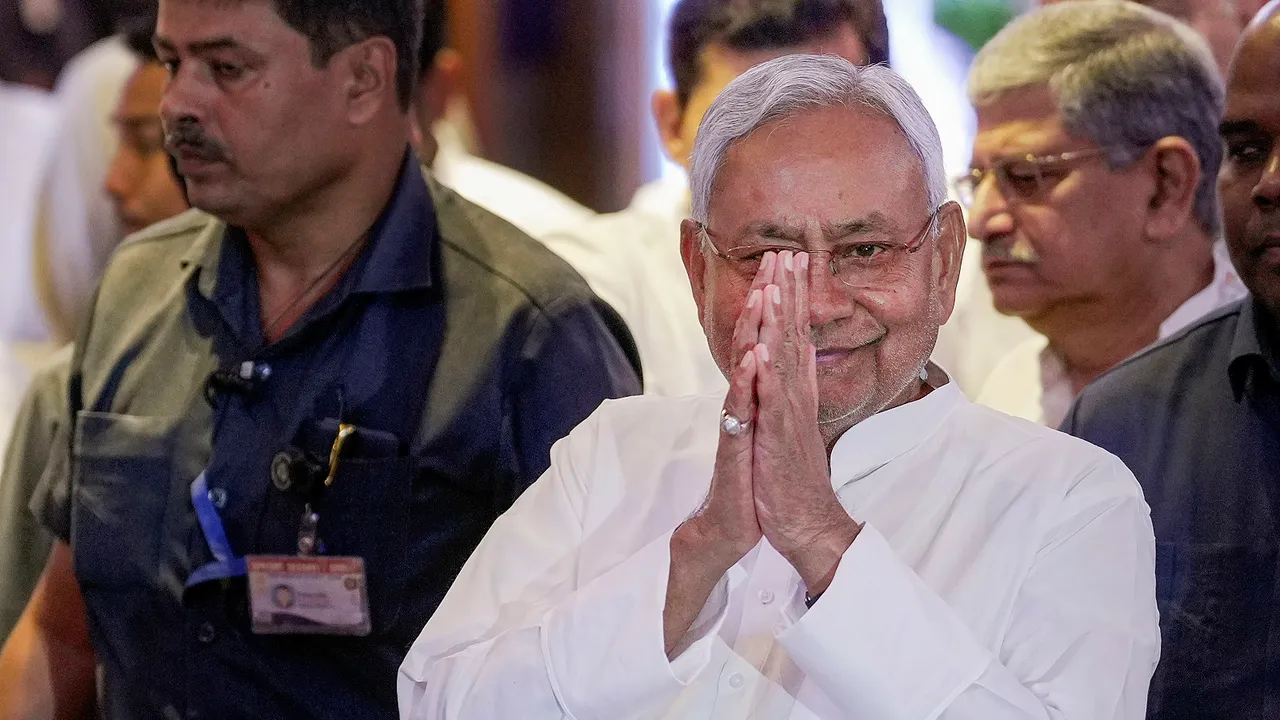 Bihar Chief Minister Nitish Kumar arrives for the meeting of Indian National Developmental Inclusive Alliance (INDIA), in Mumbai