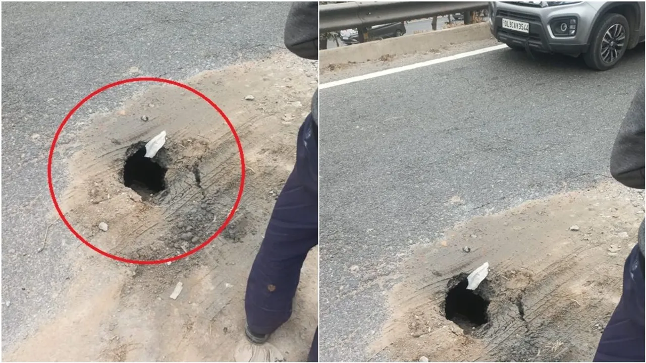 A sudden road cave-in occurred at the DND Loop