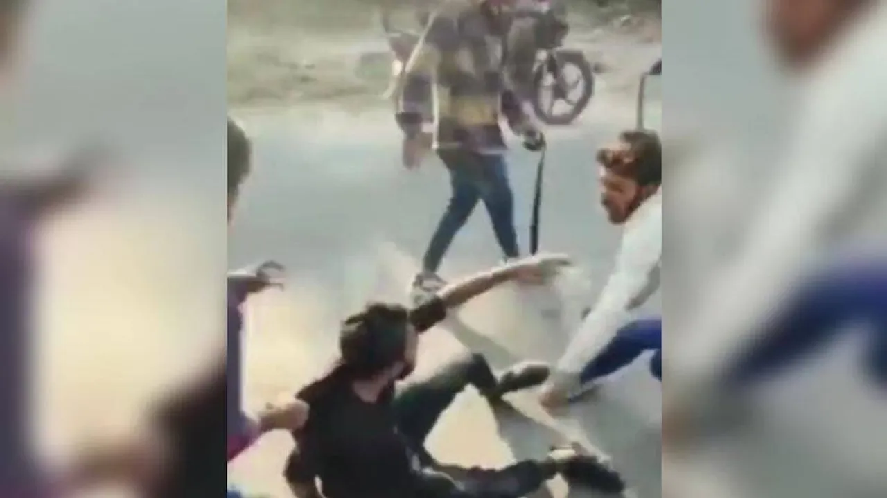 Videograb of a dalit youth being thrashed in Vadodara