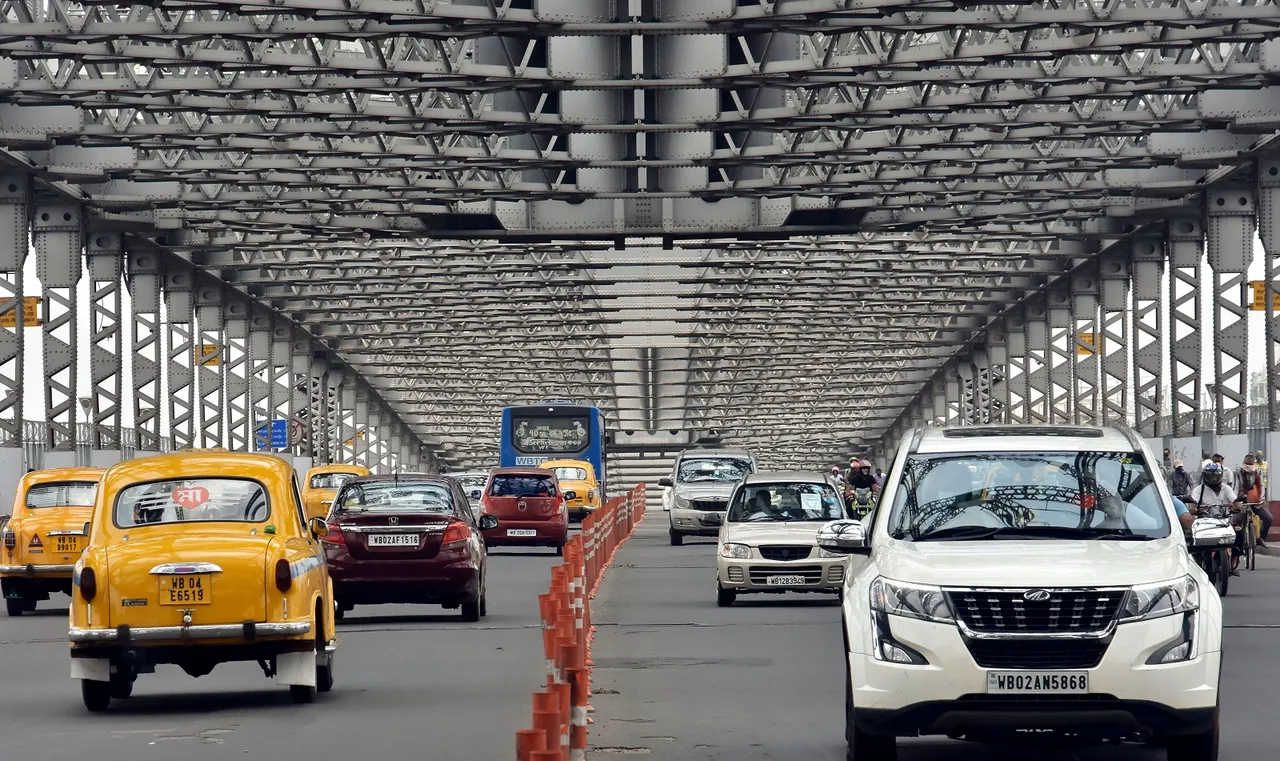 Howrah Bridge traffic Kolkata West Bengal