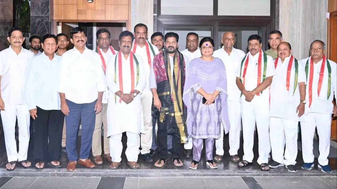 BRS MLCs join Congress in presence of Revanth Reddy