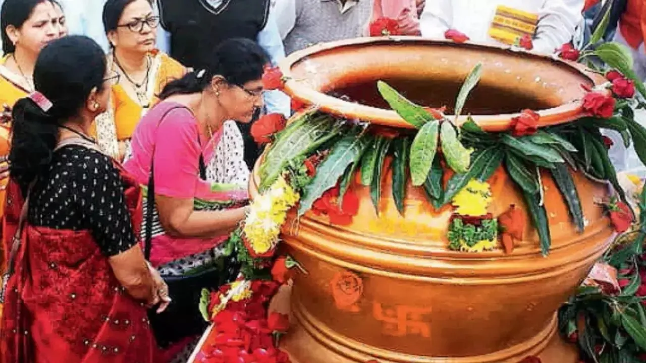 A Kalash containing the kumkum is on its way to Ayodhya by road and is expected to reach before the consecration ceremony