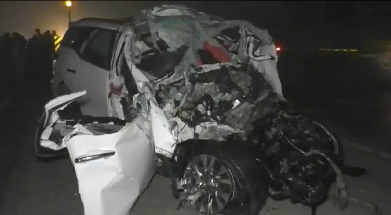 Damaged SUV after the accident