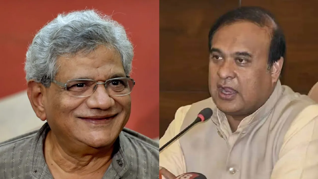 Assam Chief Minister Himanta Biswa Sarma and CPI(M) general secretary Sitaram Yechury (File image)