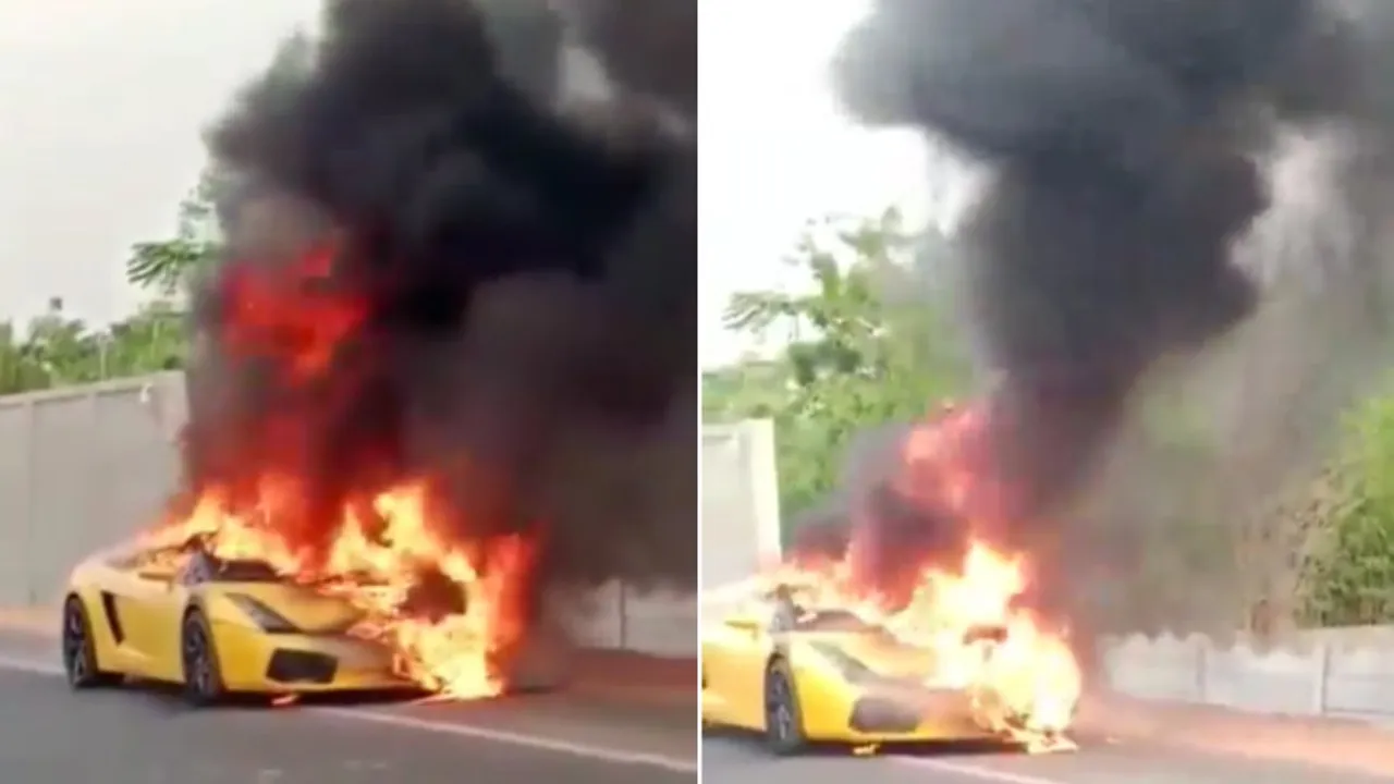 Lamborghini set on fire