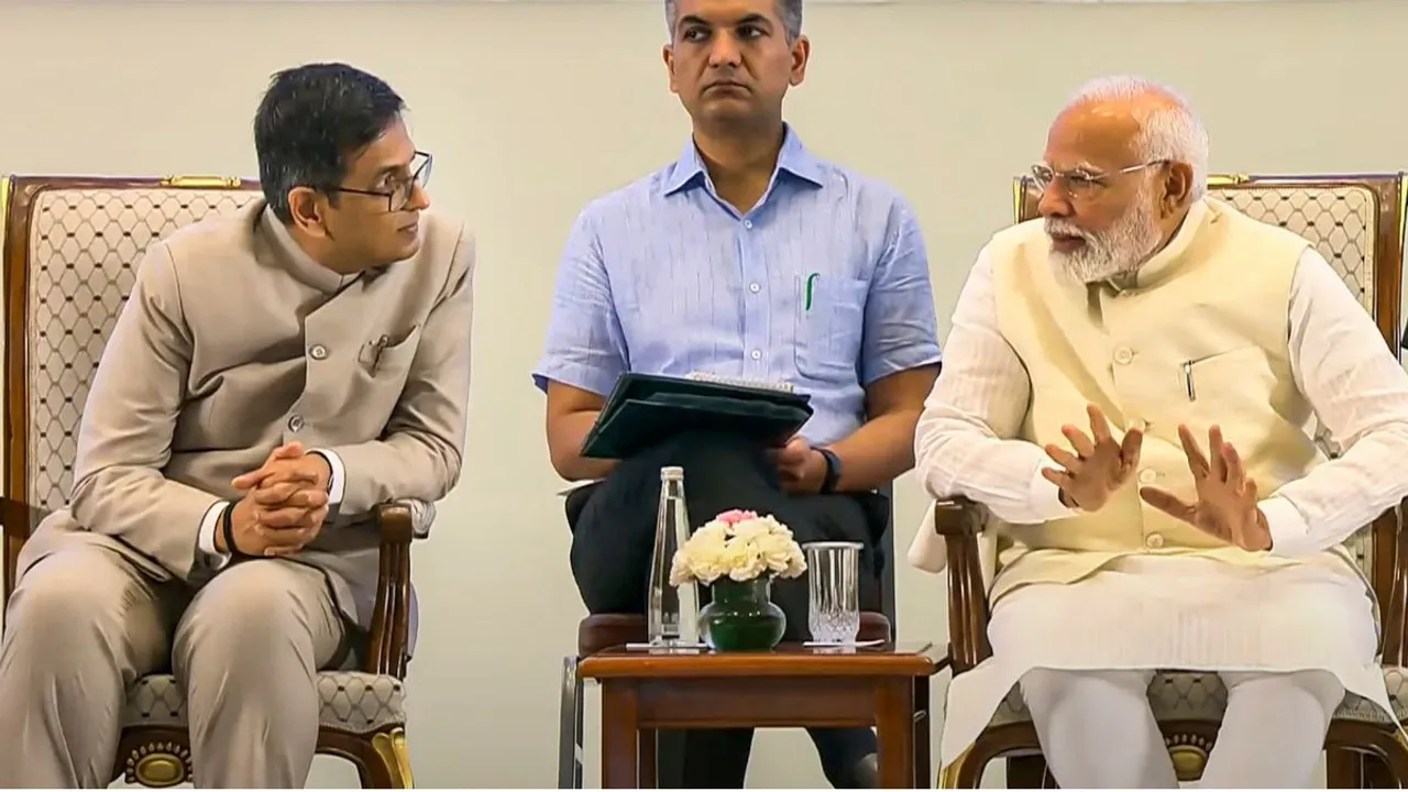 Prime Minister Narendra Modi with Chief Justice of India D Y Chandrachud during the inauguration of the National Conference of District Judiciary, in New Delhi, Saturday, Aug 31, 2024