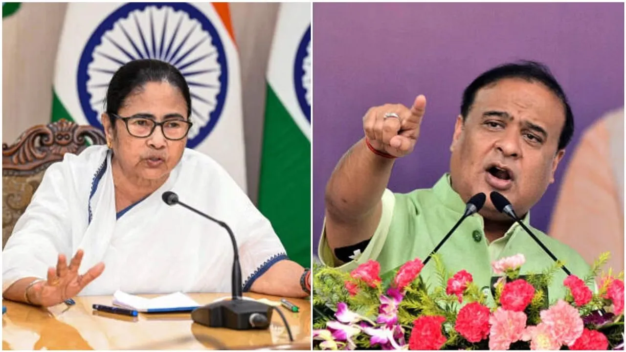 Assam Chief Minister Himanta Biswa Sarma and West Bengal Chief Minister Mamata Banerjee