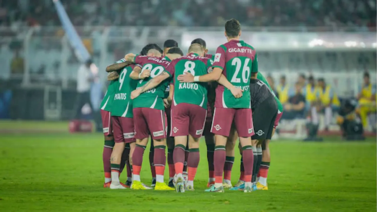 Mohun Bagan SG players in a huddle