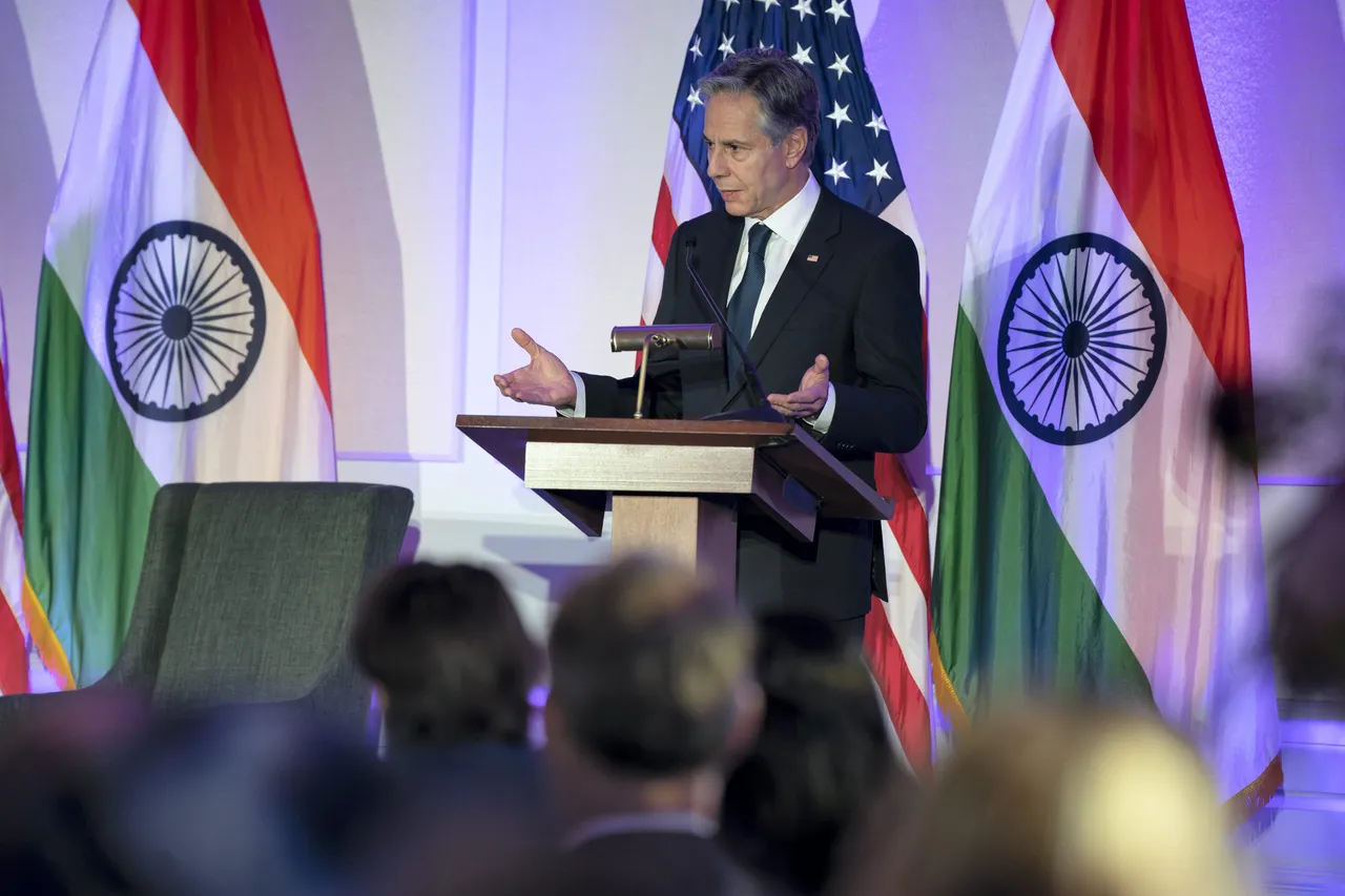 US Secretary of State Antony Blinken speaks at the US-India Business Council (USIBC) Ideas Summit at the Renwick Gallery, in Washington