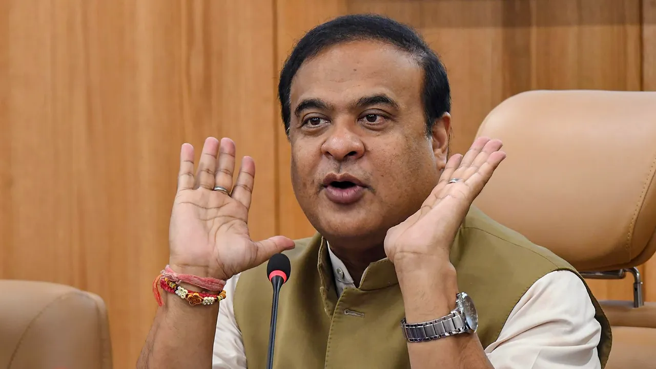 Assam Chief Minister Himanta Biswa Sarma addresses a press conference, in Guwahati