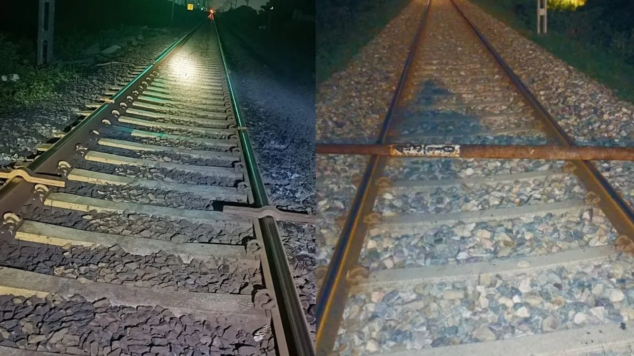 Fish plates on railway tracks in Surat (left) telephoe pole in Rampur (right)
