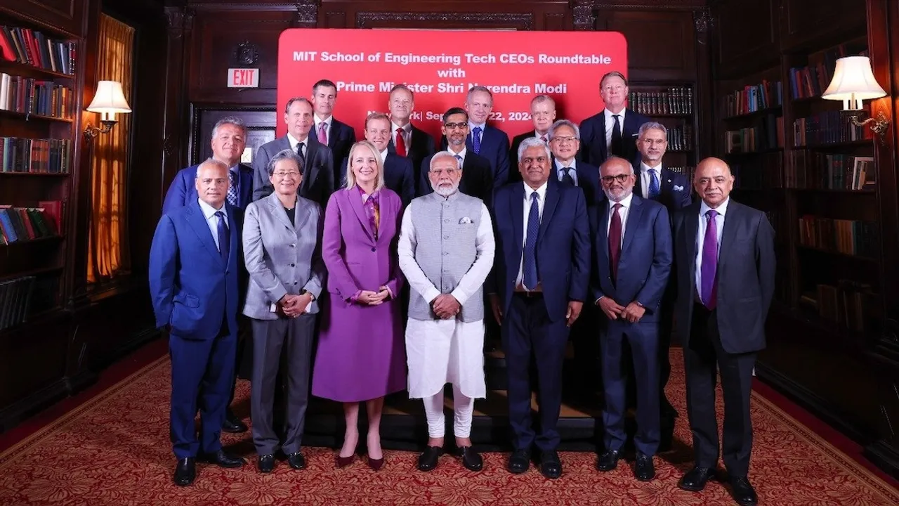 Narendra Modi with top tech CEOs in New York on Sunday, September 22, 2024
