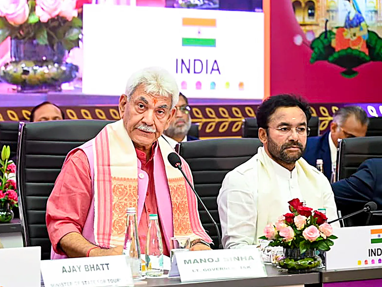 Lt Governor Manoj Sinha addresses the G20 Tourism Working Group meeting, in Srinagar