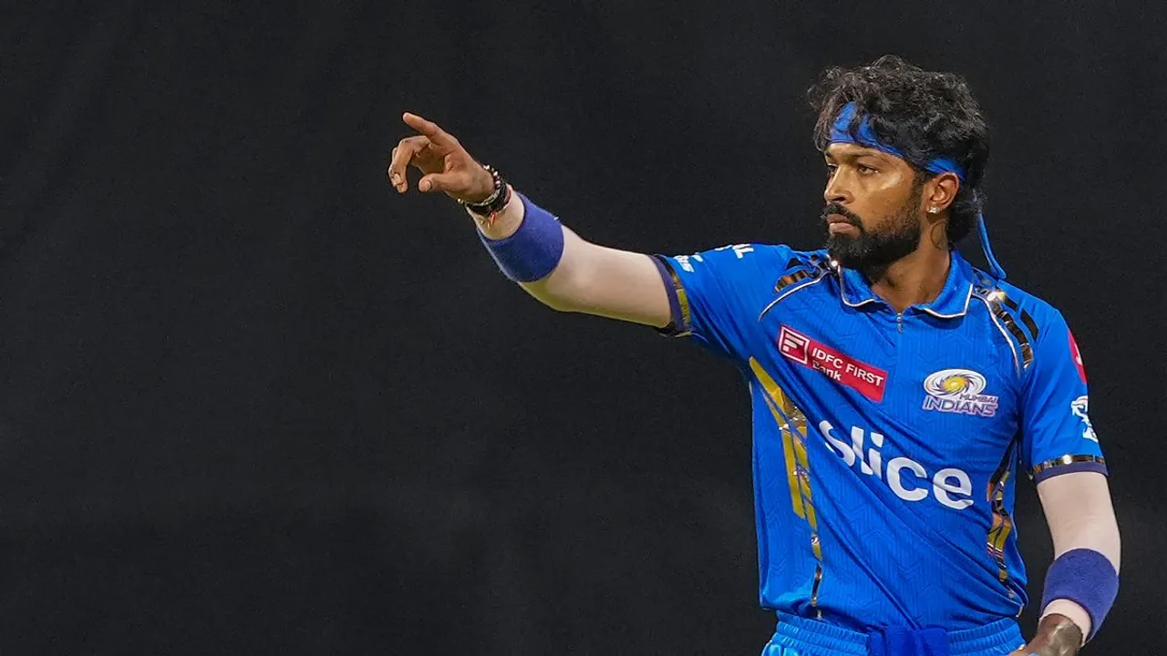 MI captain Hardik Pandya during the IPL cricket match between CSK and MI, at Wankhede Stadium in Mumbai, Sunday, April 14, 2024