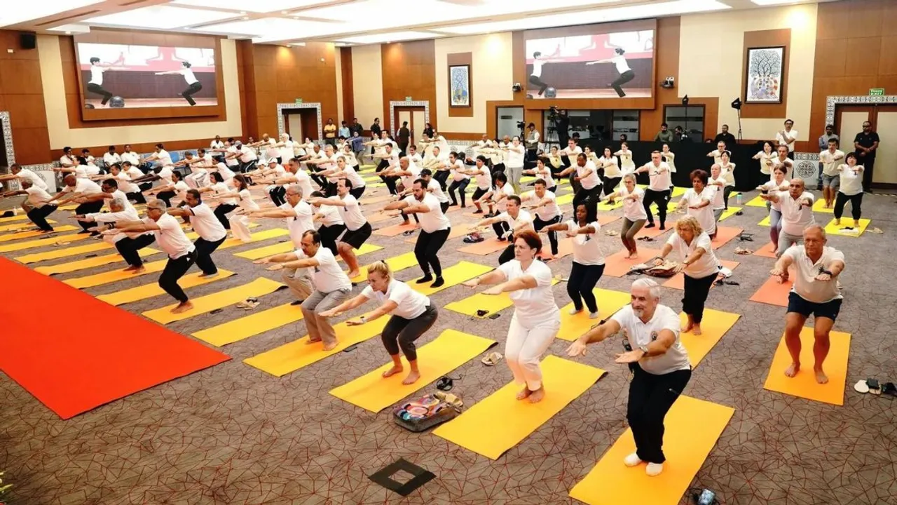 Members of several diplomatic missions joined 10th International yoga day celebrations in New Delhi