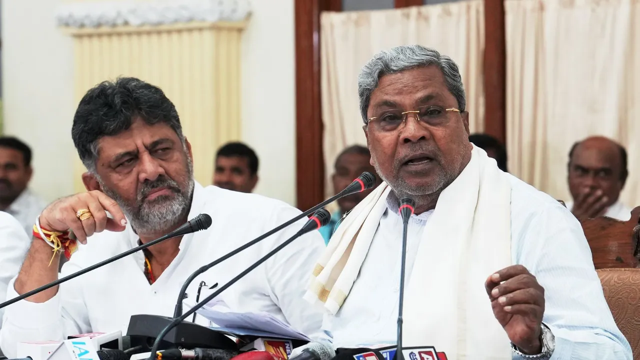 Karnataka Chief Minister Siddaramaiah and Deputy Chief Minister D K Shivakumar in Bengaluru, Saturday, Aug. 17, 2024.