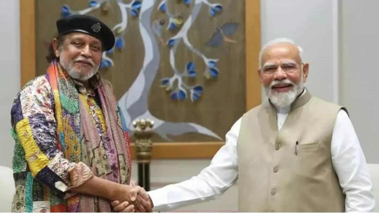 In a file image Actor Mithun Chakraborty with Prime Minister Narendra Modi