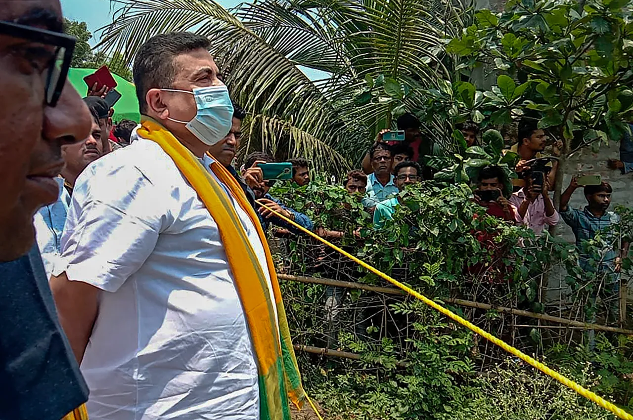 West Bengal Assembly LoP Suvendu Adhikari visits the firecracker factory blast site, at Egra in Purba Medinipur district