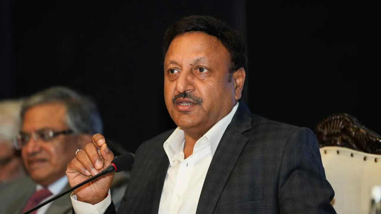 Chief Election Commissioner (CEC) Rajiv Kumar addresses a meeting on the General Election to Legislative Assemblies of Jammu and Kashmir and Haryana, in New Delhi, Thursday, Aug. 22, 2024.