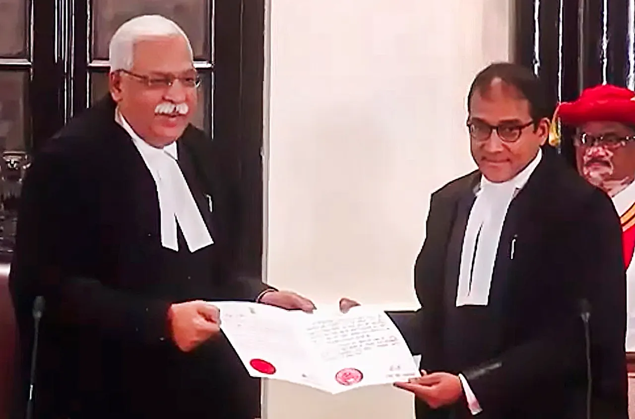 Advocate Somasekhar Sundaresan takes oath as an ‘Additional Judge’ of the Bombay High Court during the swearing-in ceremony, in Mumbai