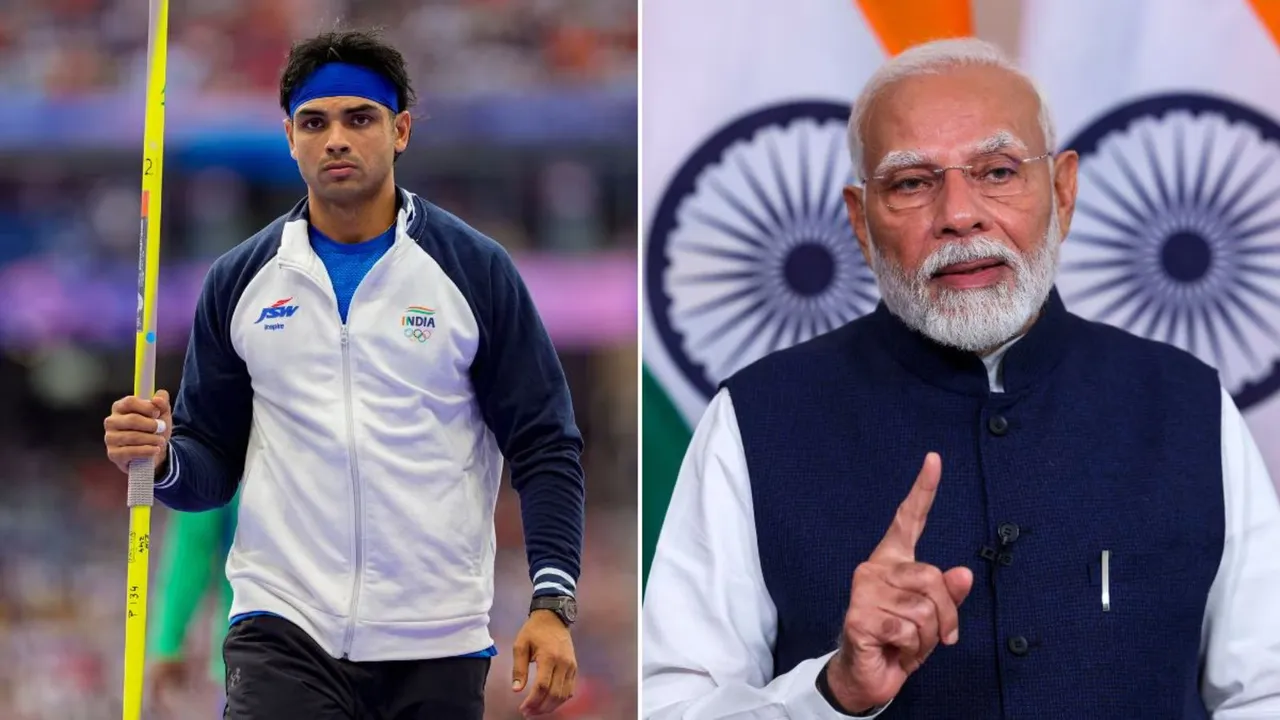 Neeraj Chopra (L); Narendra Modi (R)