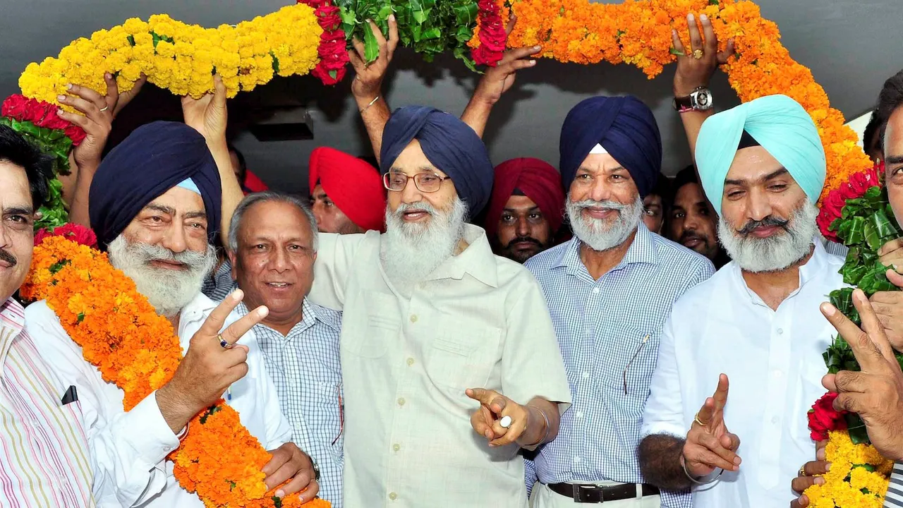 In this Wednesday, Aug 13, 2014, file image Parkash Singh Badal is seen at a rally in Patiala