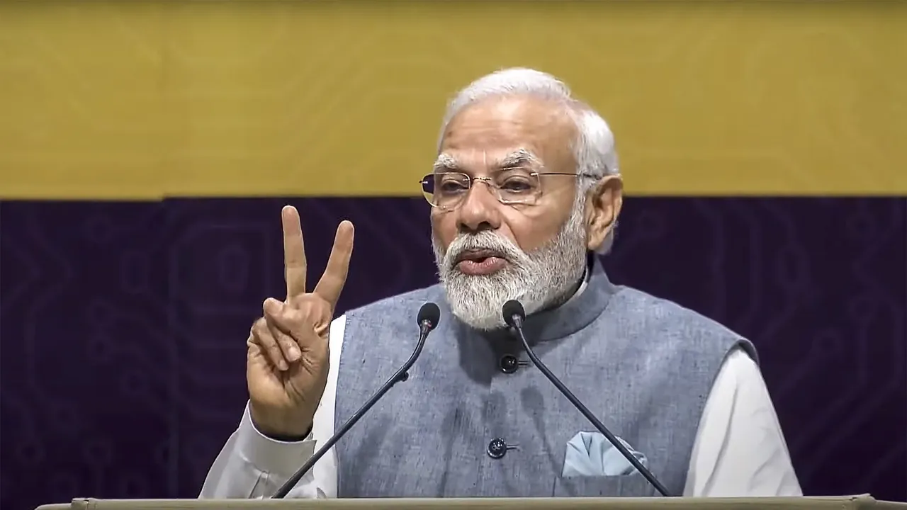 Prime Minister Narendra Modi addresses the Semicon India Conference 2023, in Gandhinagar