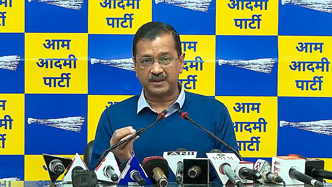 Delhi Chief Minister Arvind Kejriwal addresses the media, in New Delhi