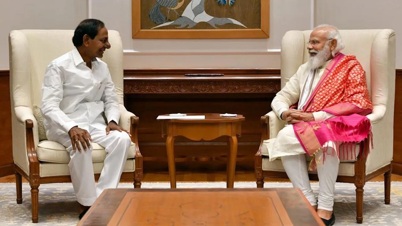 A file photo of K Chandrashekar Rao meeting with Narendra Modi