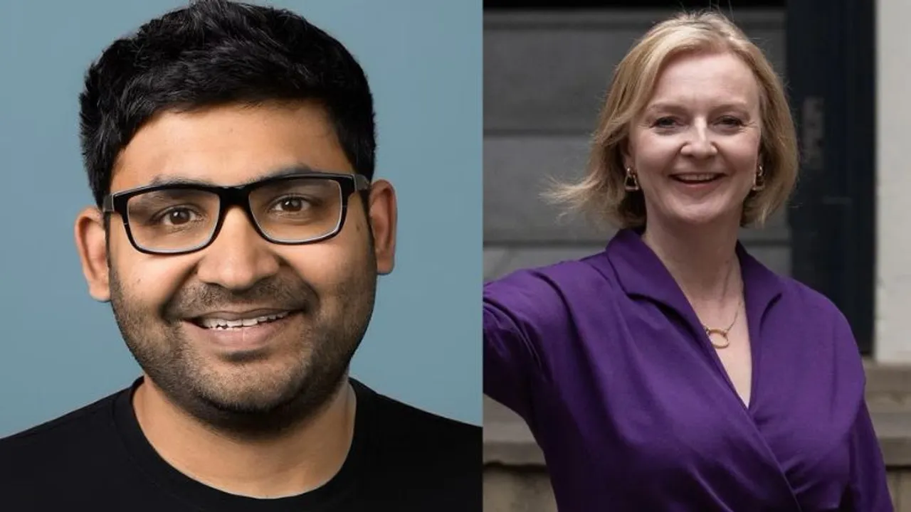 Parag Agrawal (Left); Liz Truss (Right)