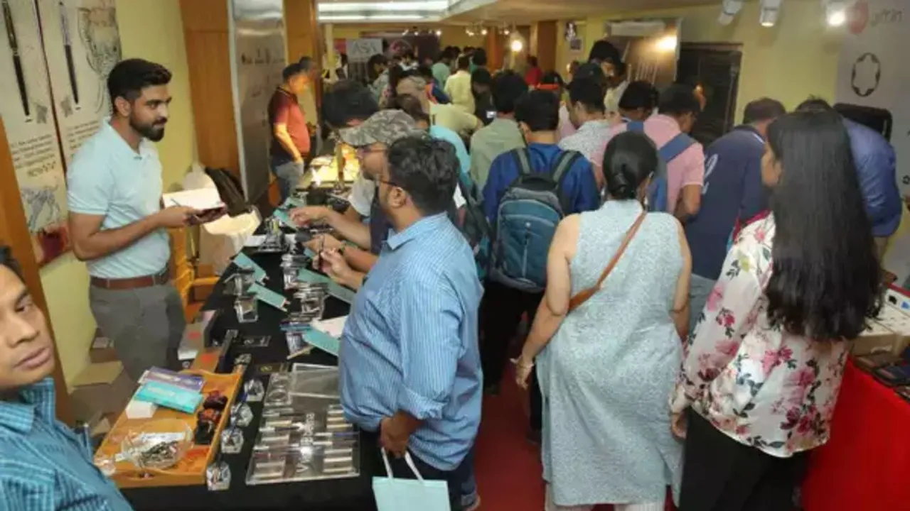 Visitors at the pen festival
