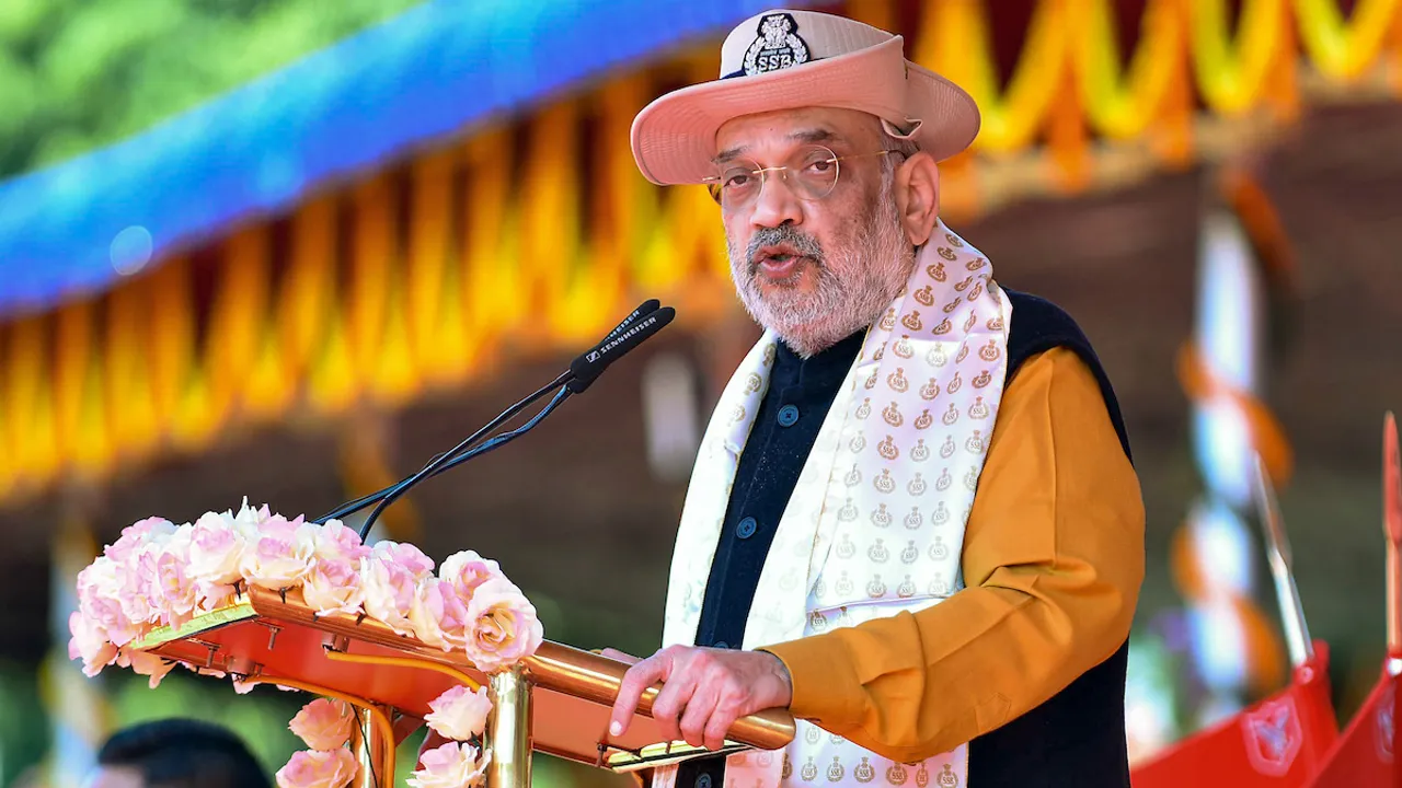 Amit Shah speaks during the 60th Raising Day ceremony of Sashastra Seema Bal (SSB), in Tezpur, Saturday, Jan. 20, 2024