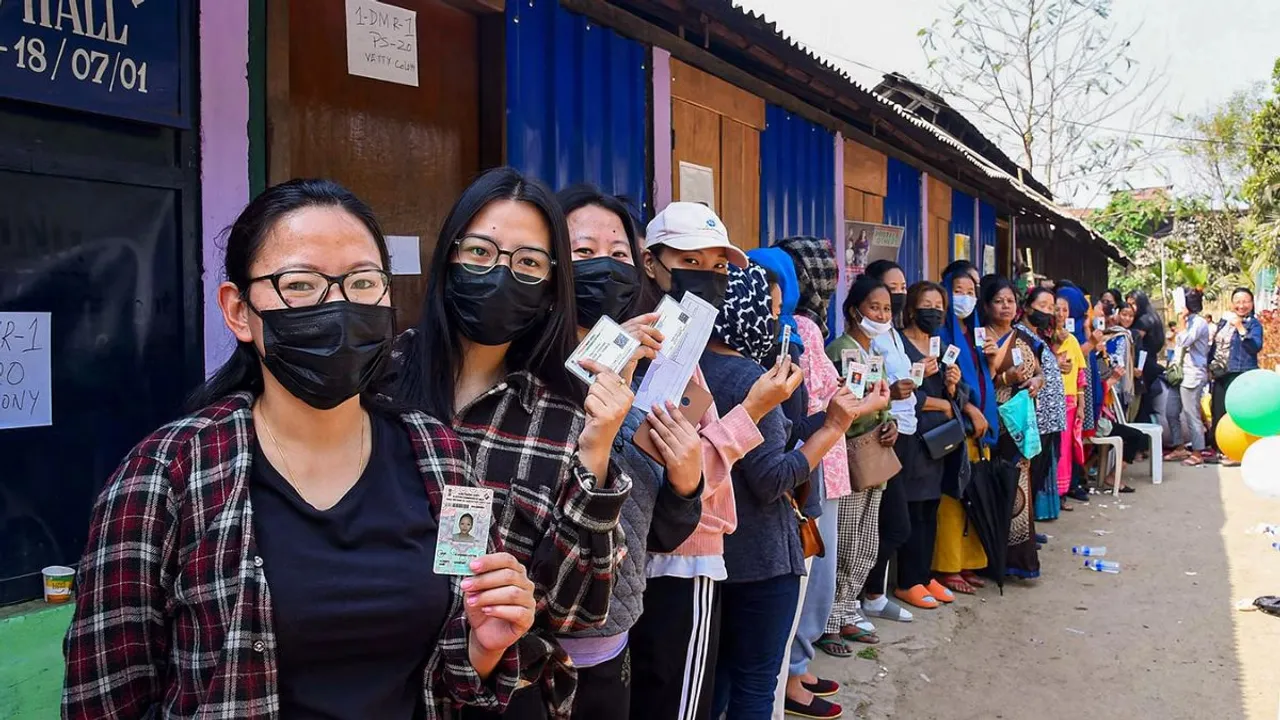 Voters in Nagaland stand in queue