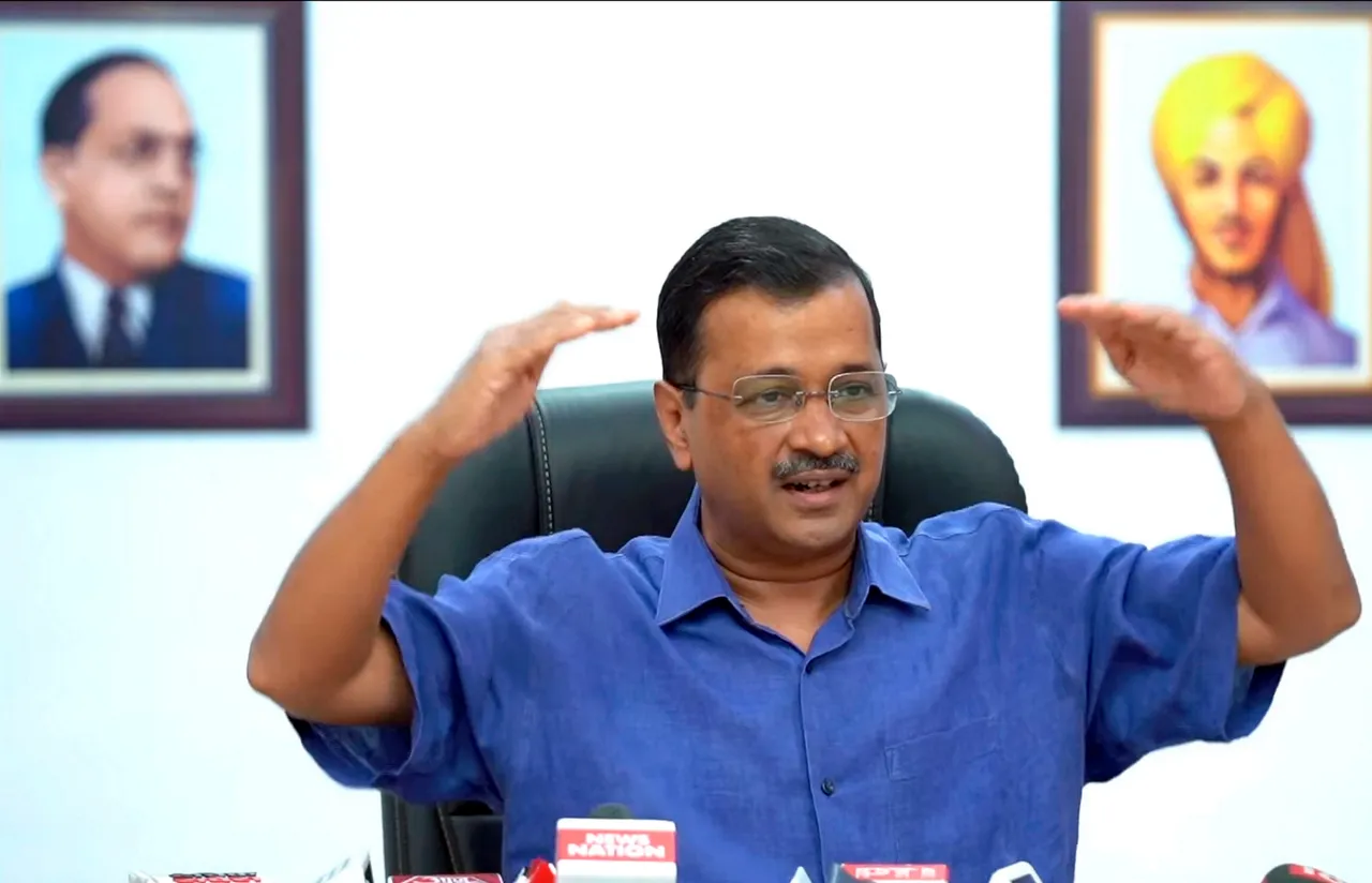 Delhi Chief Minister Arvind Kejriwal speaks during a press conference, in New Delhi
