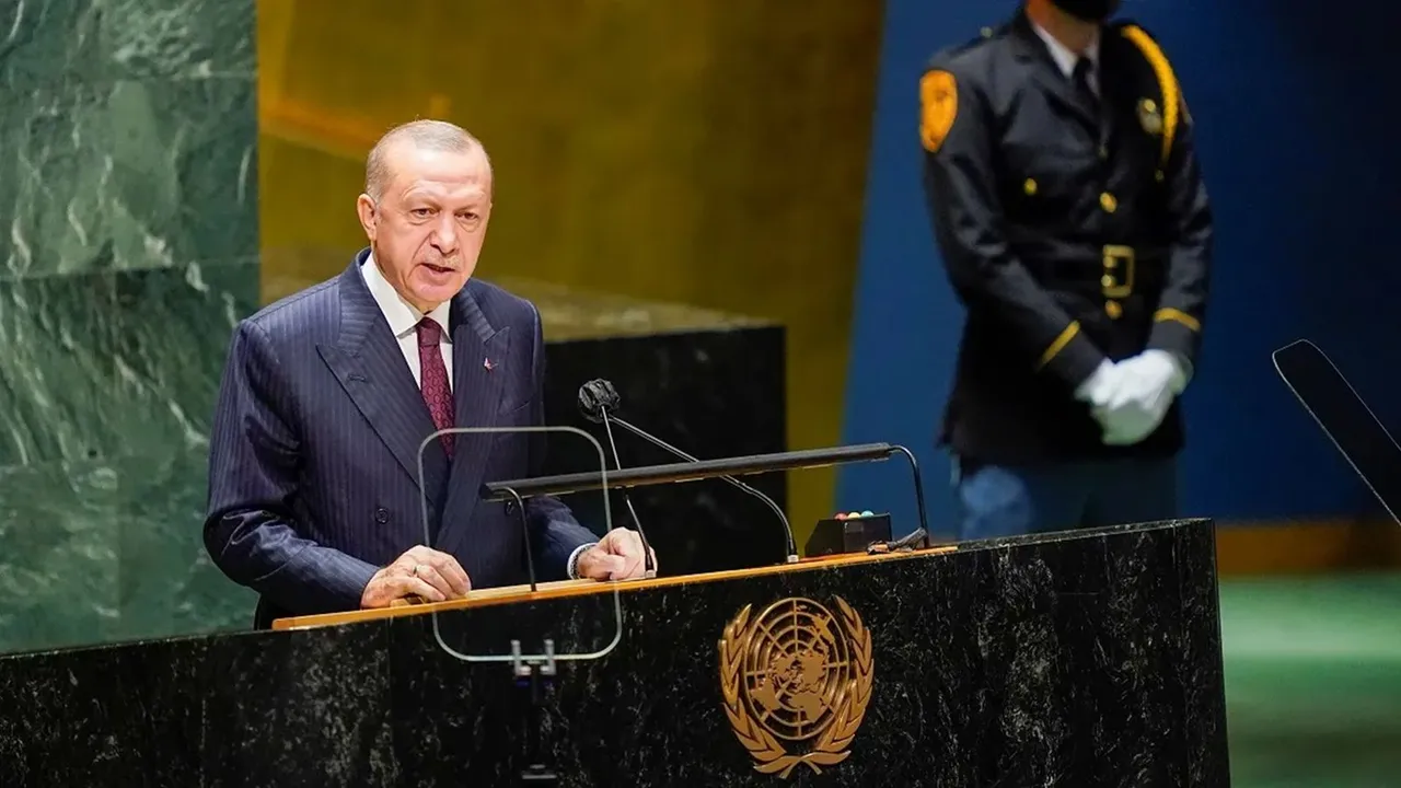 Turkish President Recep Tayyip Erdogan addressing the United Nations General Assembly