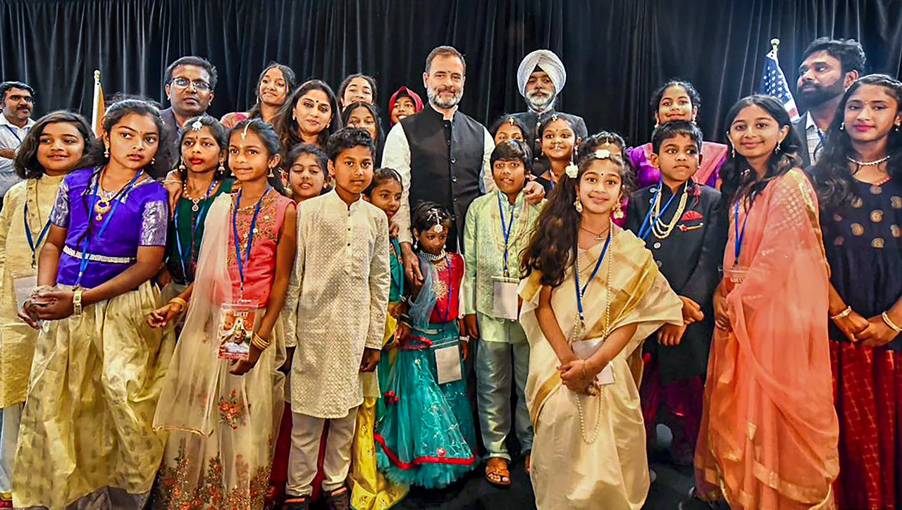 Congress leader Rahul Gandhi during an interaction with the Indian diaspora, in San Francisco, USA