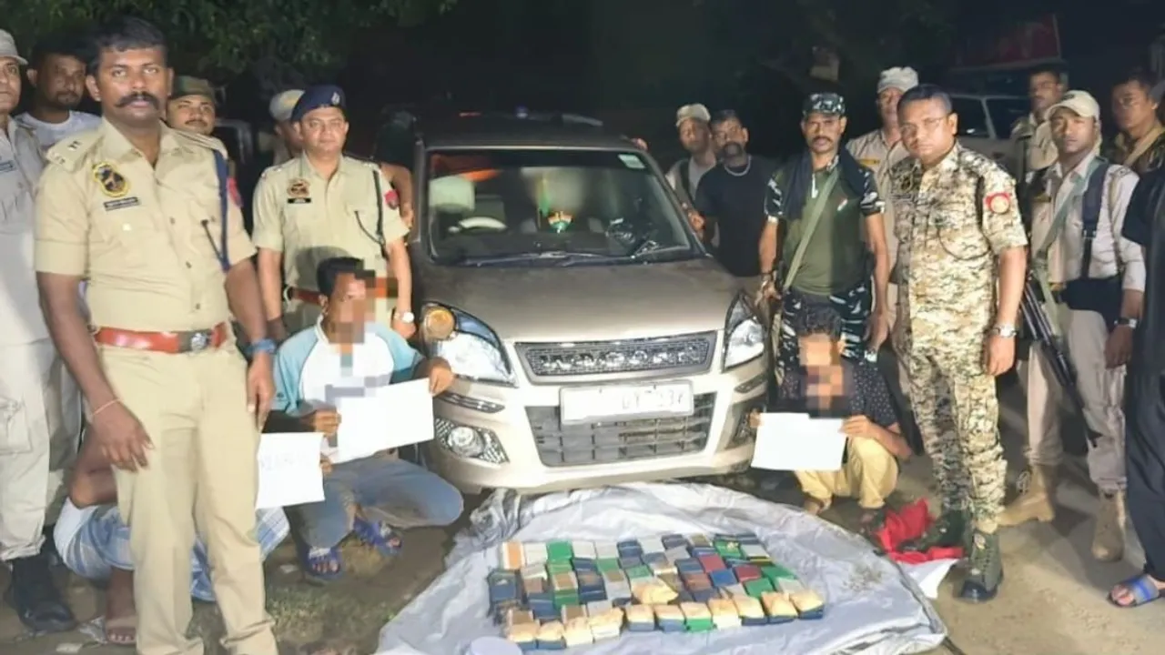 A vehicle was intercepted at Silchar and 900gms of heroin valued at ₹4.5cr was recovered