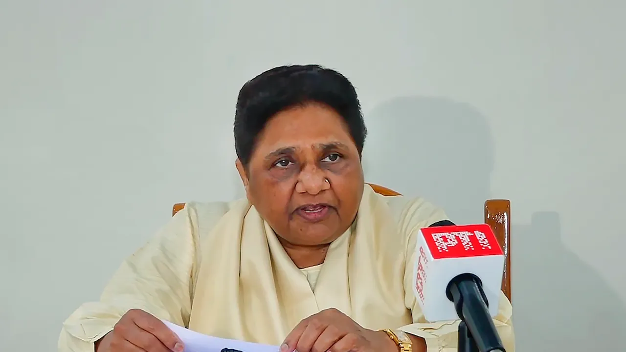 Bahujan Samaj Party (BSP) chief Mayawati speaks with the media, in New Delhi, Wednesday, July 19
