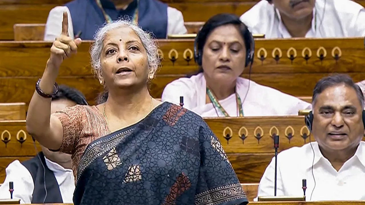 Union Finance Minister Nirmala Sitharaman in the Lok Sabha during the first day of the Parliament session, in New Delhi, Monday, July 22, 2024.