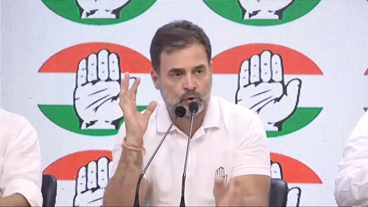 Rahul Gandhi addressing a press conference in New Delhi after Lok Sabha election results