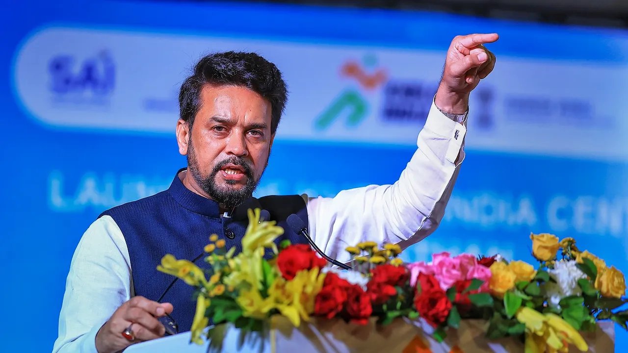 Union Minister of Youth Affairs and Sports Anurag Singh Thakur during an event in Jaipur