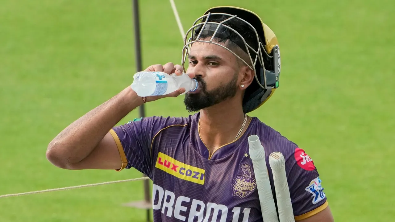 Kolkata Knight Riders captain Shreyas Iyer during a training session ahead of the Indian Premier League (IPL) 2024 cricket tournament, at Eden Gardens in Kolkata