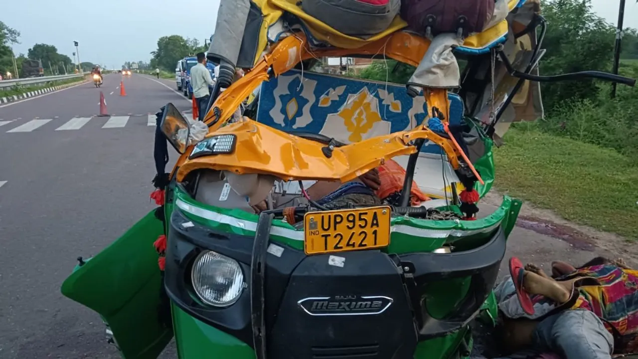 An auto-rickshaw rammed into a stationary truck from behind in Chhatarpur district of Madhya Pradesh on Tuesday