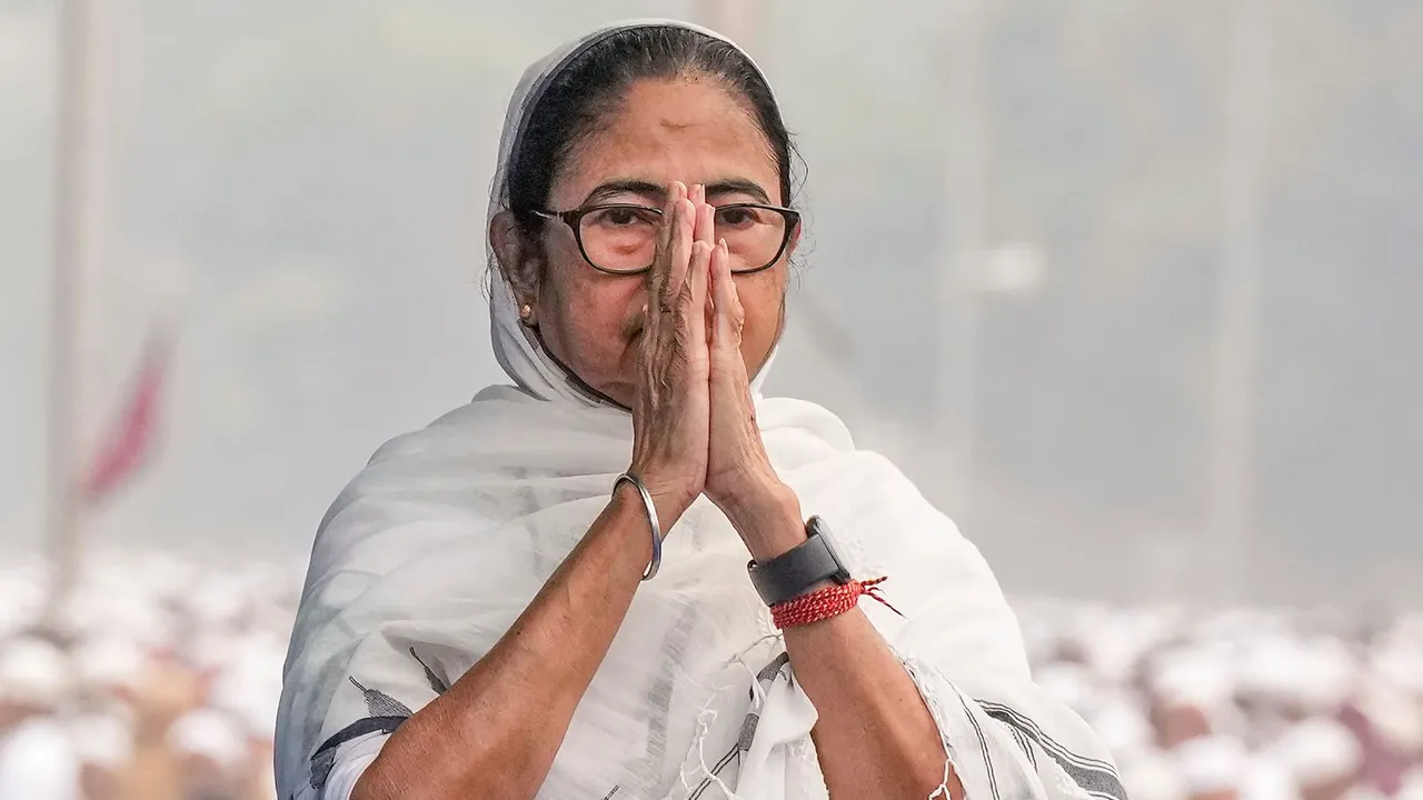 TMC Supremo and West Bengal Chief Minister Mamata Banerjee addresses people on the occasion of Eid-ul-Fitr festival in Kolkata, Thursday, April 11, 2024