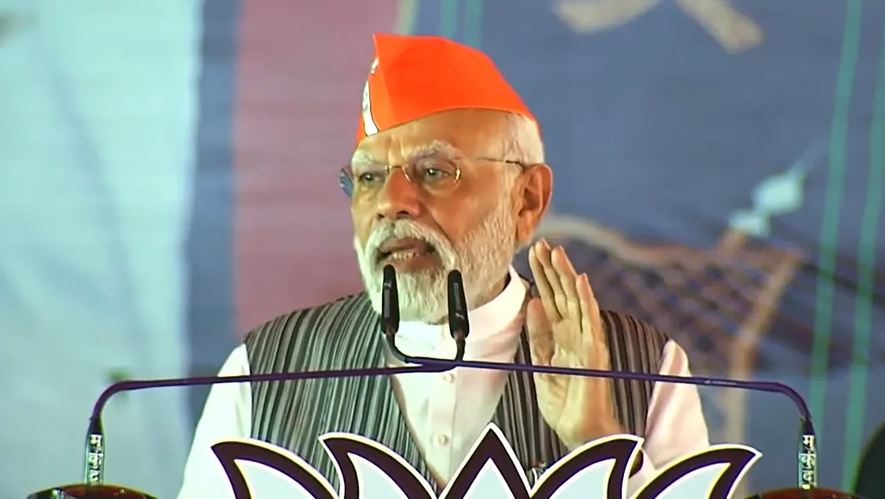 Prime Minister Narendra Modi addresses a public meeting in Kanker, Chhattisgarh, Thursday