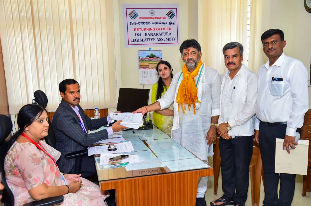 D K Shivakumar files nomination