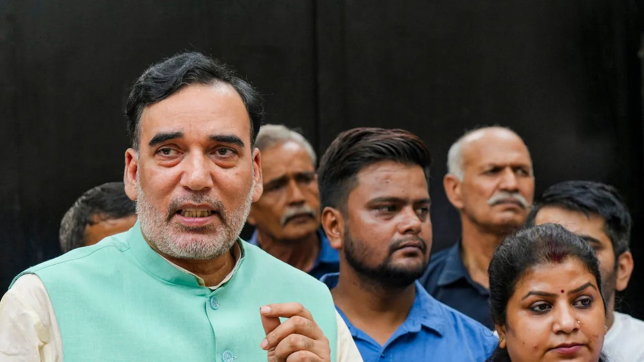 Delhi Minister Gopal Rai addresses the media after the AAP MLAs' meeting in which Atishi was unanimously chosen as the next Chief Minister of Delhi, in New Delhi, Tuesday, Sept. 17, 2024.