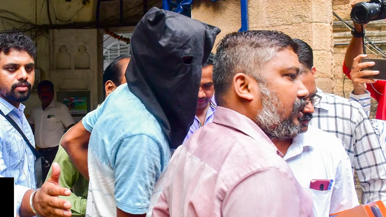 Accused Harish Balkram being produced at Esplanade court in Baba Siddiqui murder case, in Mumbai, Tuesday, Oct. 15, 2024.