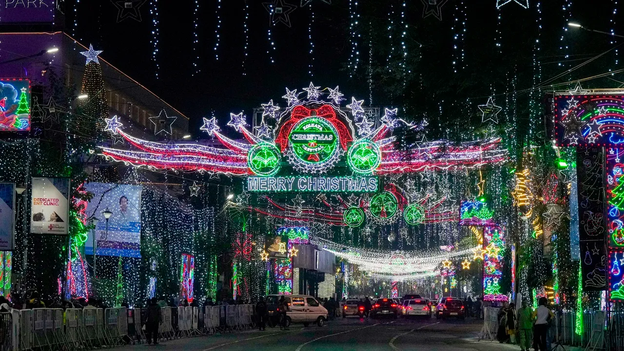 A view of Park Street ahead of the New Year celebrations, in Kolkata