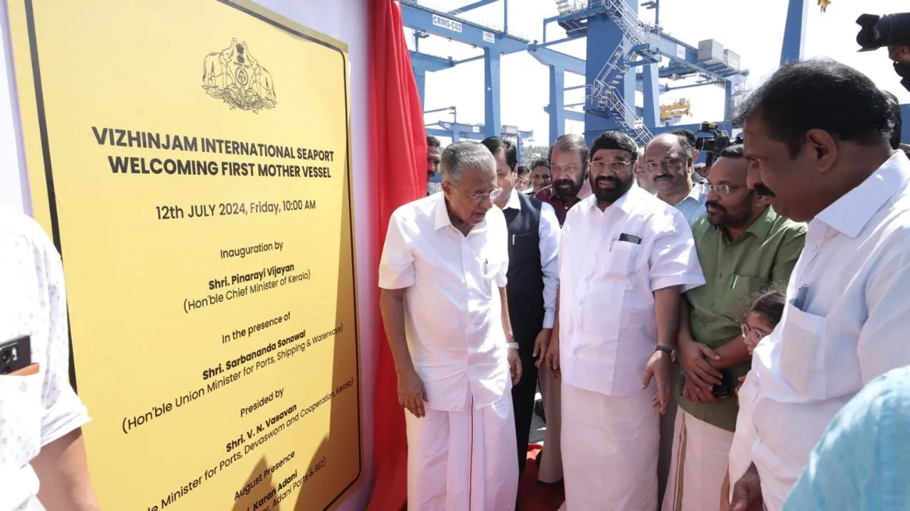 Kerala Chief Minister Pinarayi Vijayan welcomed the Chinese cargo vessel 'San Fernando' at the Vizhinjam international sea port on Friday